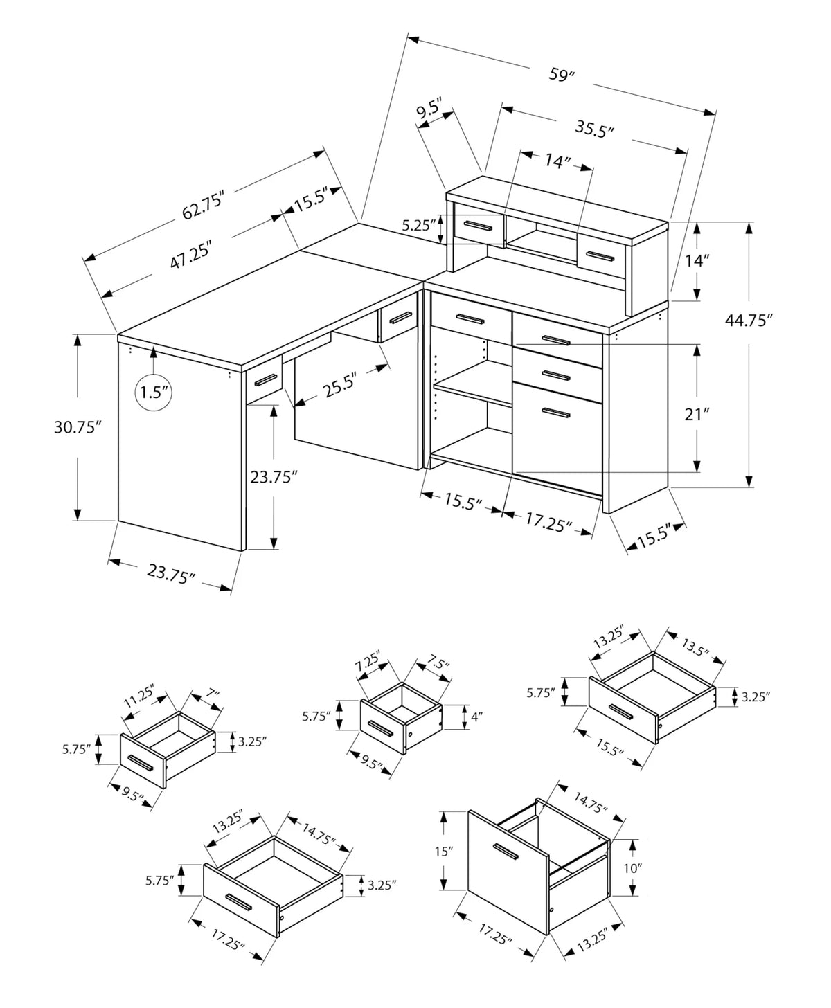 Black And Grey L Shape Computer Desk A770834
