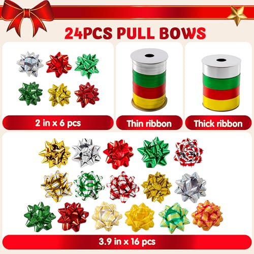 24 PCS Christmas Bows and Gift Ribbons E70613