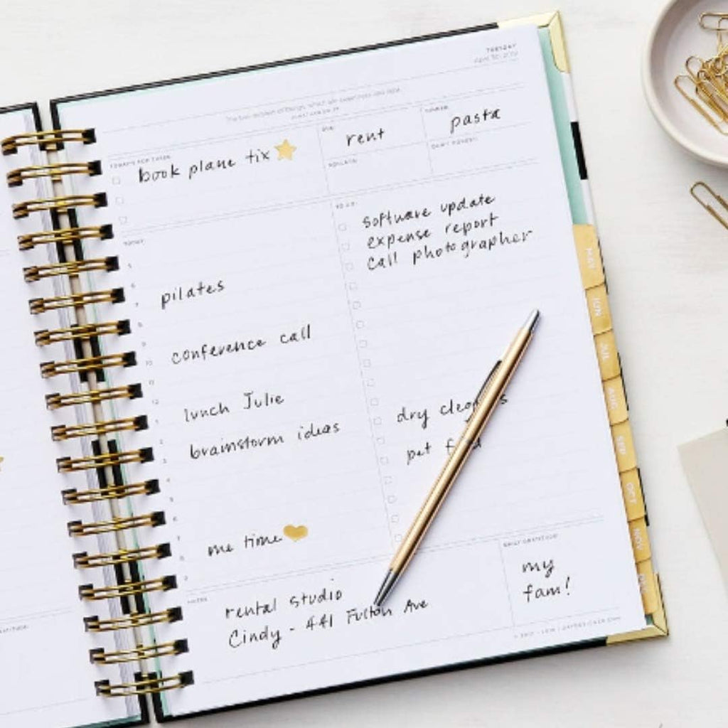 Black Stripe Spiral Bound Daily Planner Y788