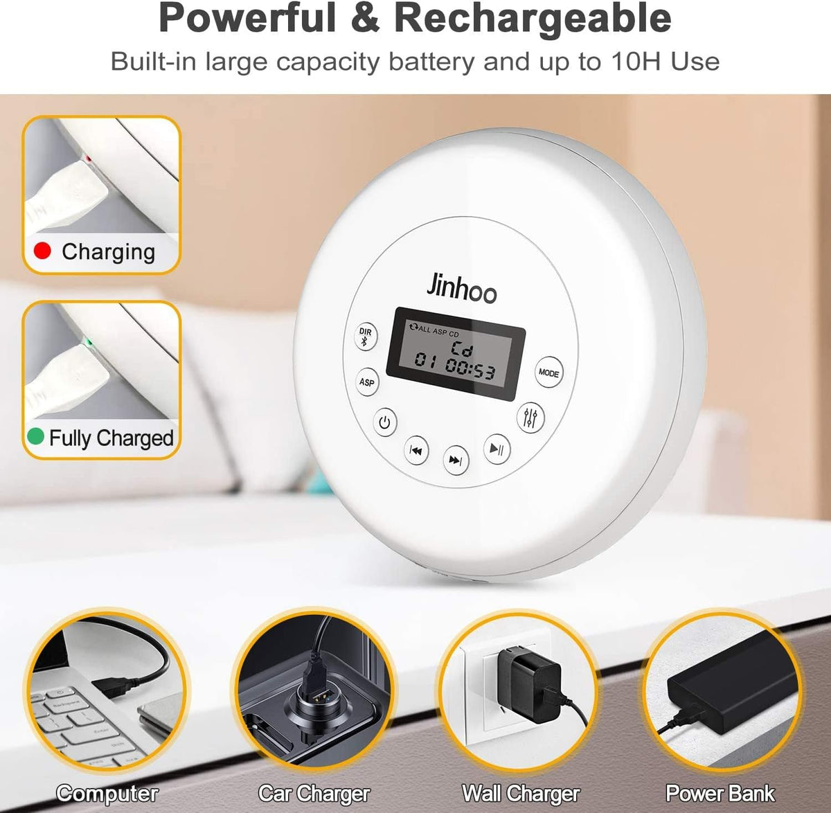 Portable CD Player with Bluetooth, LCD Display, Pack of 2 K14049
