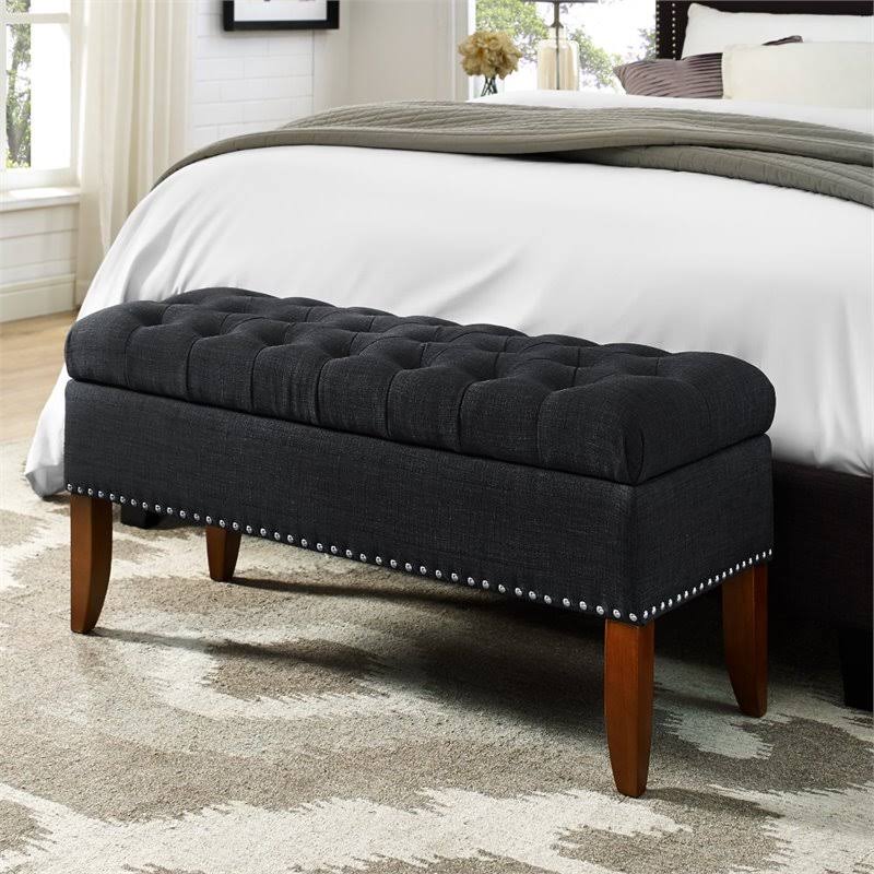 Tufted Storage Bench in Charcoal Black L1182