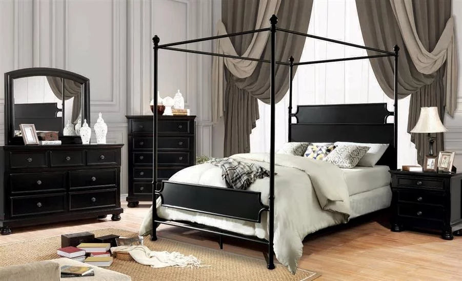 Black Metal Queen Bedroom Set 5pcs Q6563