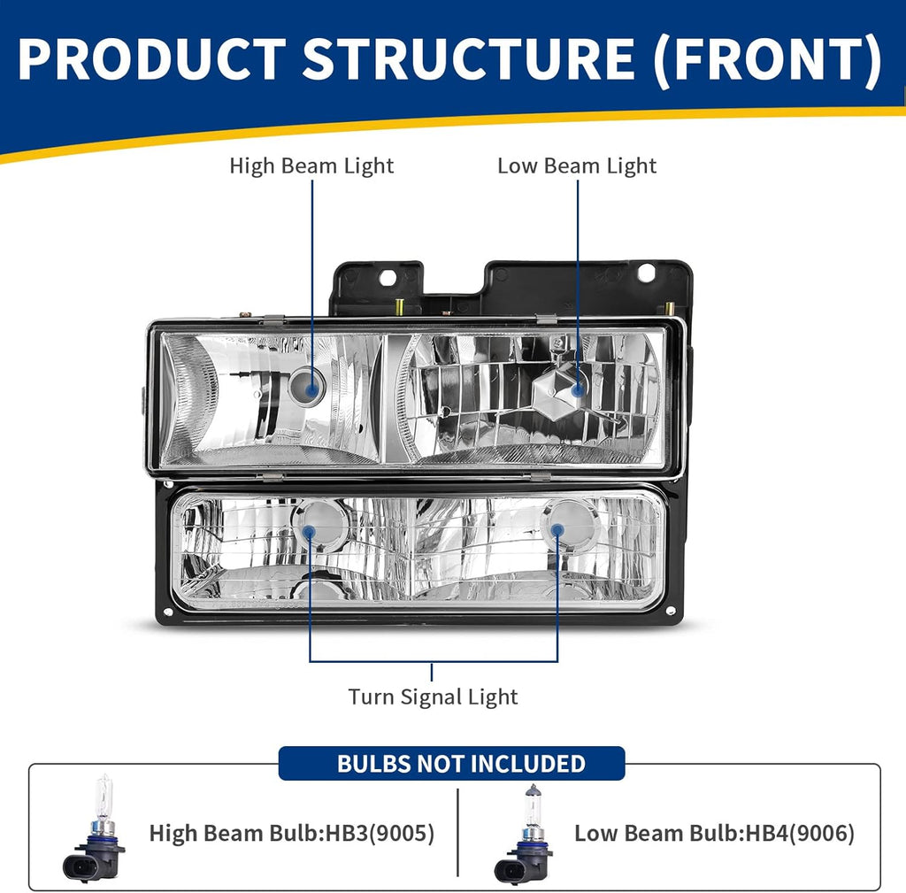 Headlight Assembly with Bumper Lights Pack of 2 W6987