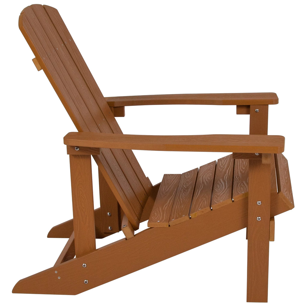 Set of 4 Outdoor Teak Poly Resin Adirondack Chairs B3680