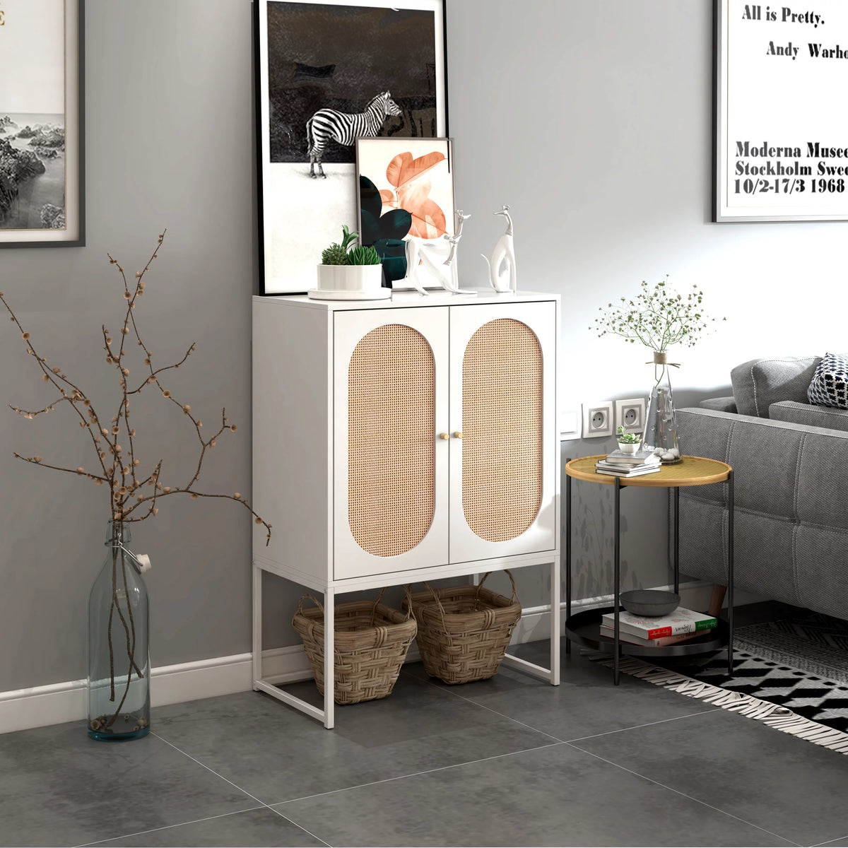 Natural Rattan 2 Door Free Standing Cabinet P16128