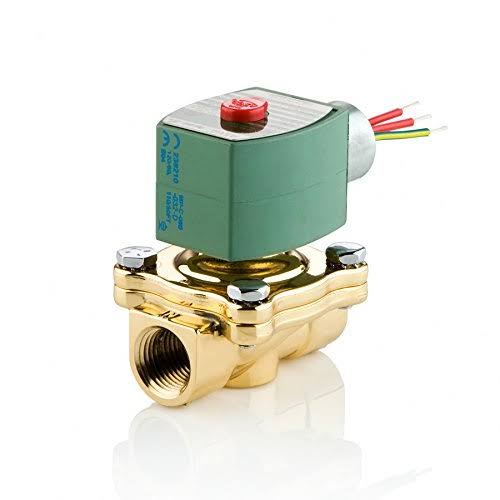 Brass Body Pilot Operated Solenoid Valve, 1/2x22 Pipe, 2-Way Normally Open, Nitrile G686183
