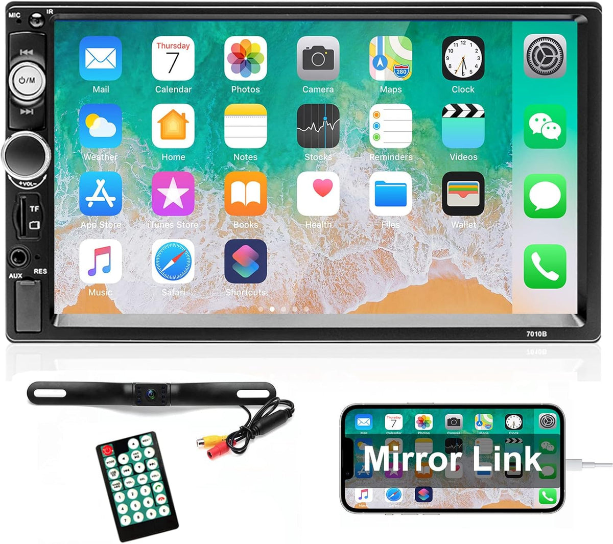 7 Inch Double Din Car Stereo with Bluetooth Touch Screen Car Radio MP5 Player B30608