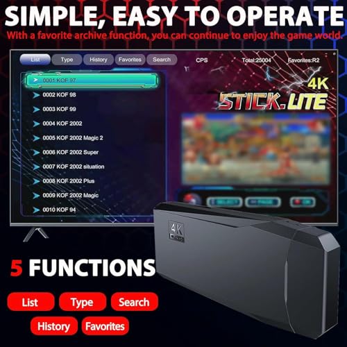 Wireless Retro Game Console 20000+ Games 64G Plug & Play Video Game Stick V160