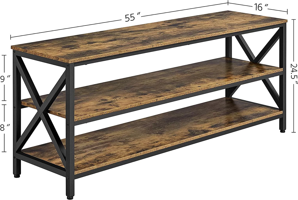 Rustic Brown 63 Inch 3 Tiers TV Stand V373202