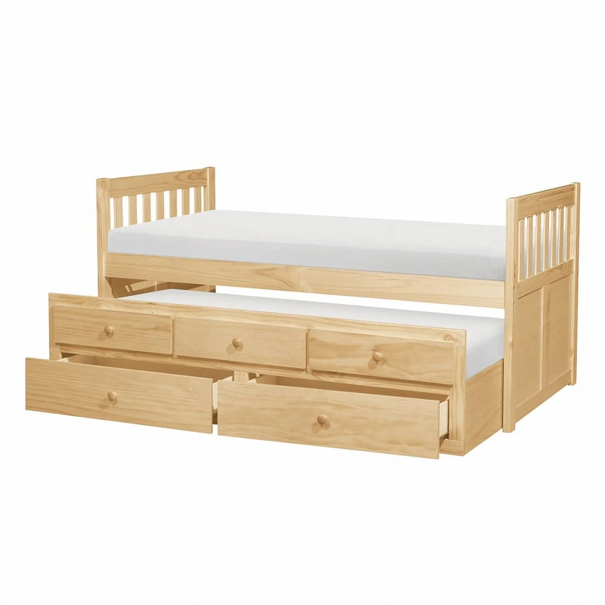 Natural Pine Wood Twin Trundle Bed F314532