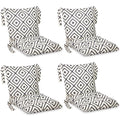 4 Pcs Outdoor Patio Chair Cushions with Back, 21.7 x 43.3 Inch Buffalo Plaid Black and White B77312