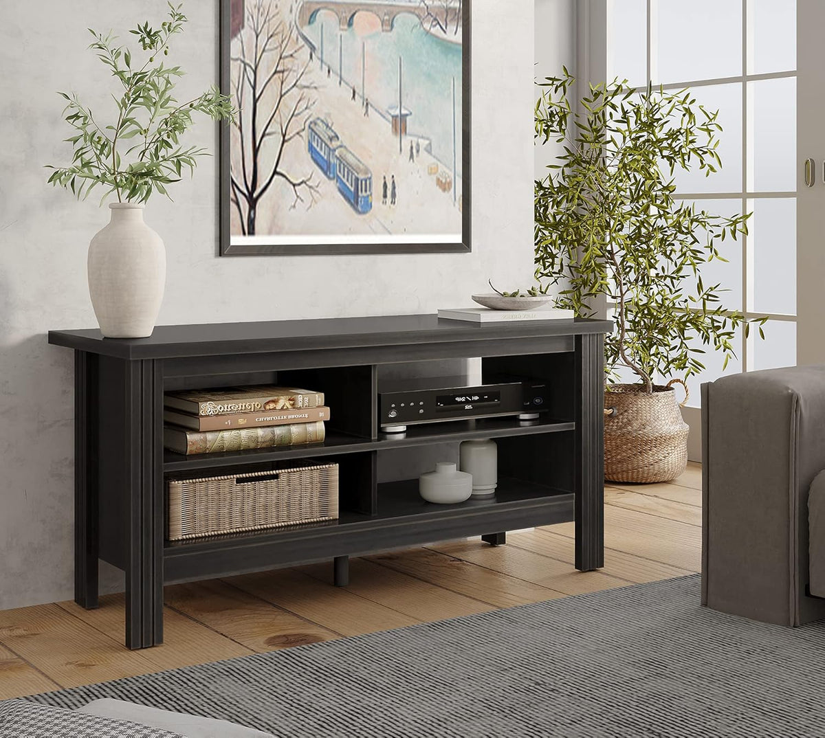 Black 70'' Electric Fireplace TV Stand with Storage B4326