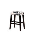 Black and White Wooden Bar Stool with Cow Print L765030