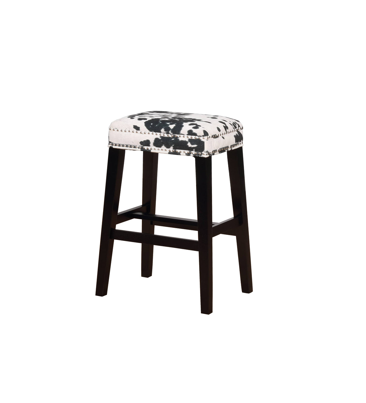 Black and White Wooden Bar Stool with Cow Print L765030