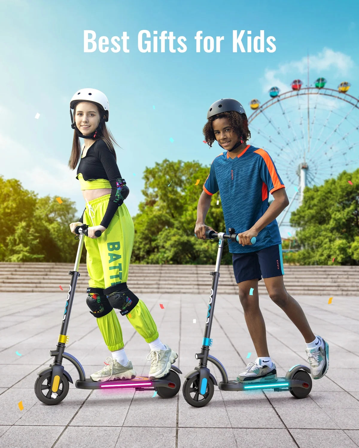 Kids Electric Scooter with 180 Motor & LED Display, Adjustable Speed and Height, 10 Mph I538624