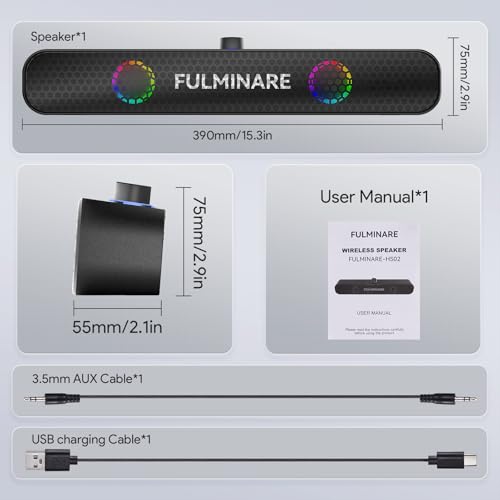 Bluetooth Speaker with 26W HD Sound, Portable Speaker Up to 30H Playtime, AUX&TF-Card&USB Input, LED Lights, Speakers Bluetooth 5.3 Wireless, (Black) Y2422