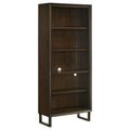 4-shelf Wood Bookcase Dark Walnut and Gunmetal Q927848