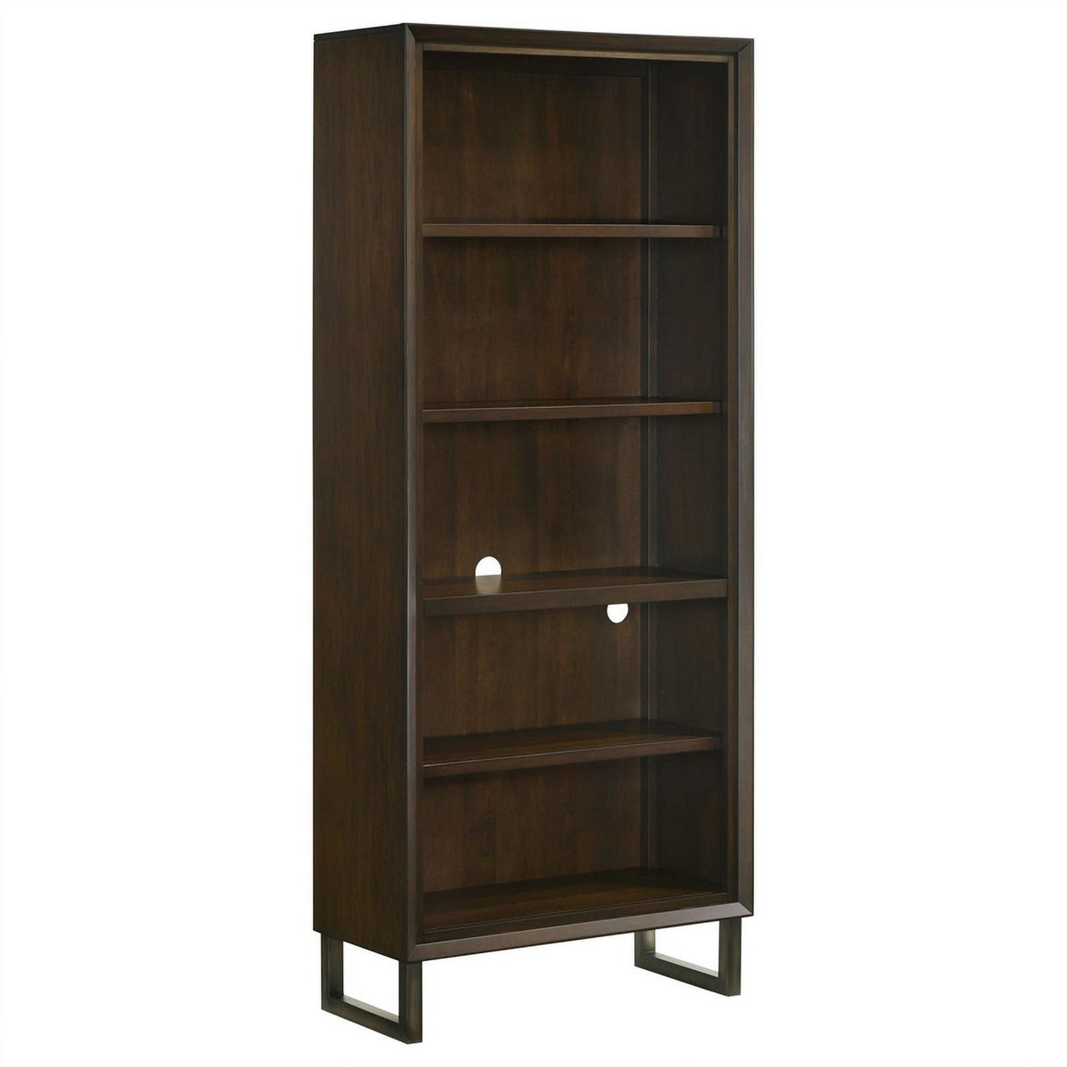 4-shelf Wood Bookcase Dark Walnut and Gunmetal Q927848
