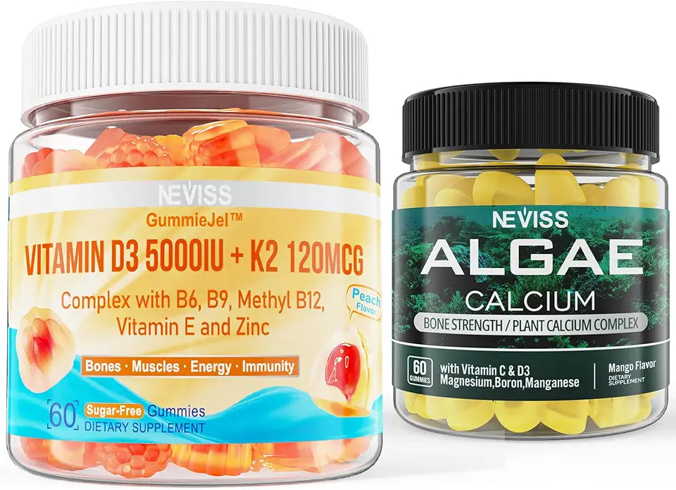 D3 5000IU K2 Gummies + Marine Algae Calcium Gummies Bundle M21245