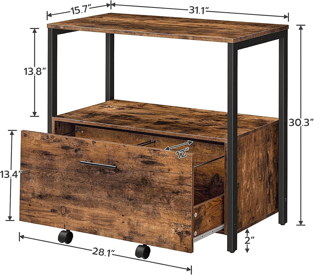 Rustic Brown Lateral File Cabinet with Storage Shelves G498510