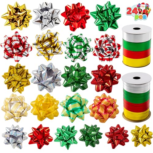 24 PCS Christmas Bows and Gift Ribbons E70613