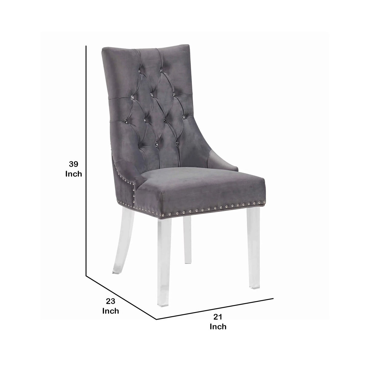 Velvet Button Tufted Dining Chair with Acrylic Legs T1756