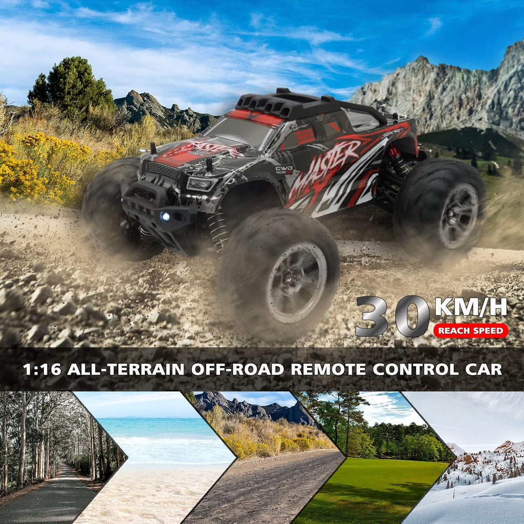 1:16 Scale 4WD High Speed RC Truck 30+ KMH Electric Toy Car (Red) C395