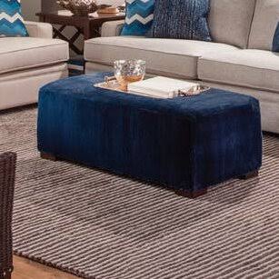 Brown and White Performance Stripe Rectangle Cocktail Ottoman Y29210