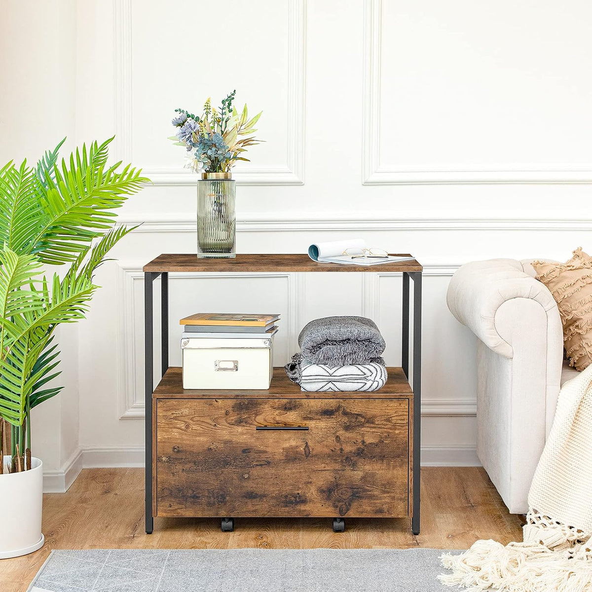 Rustic Brown Lateral File Cabinet with Storage Shelves G498510