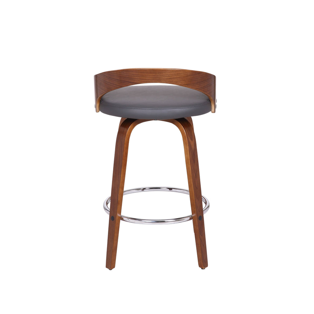 Walnut Upholstered Wood Bar Stool - Brown - Counter Height H2977