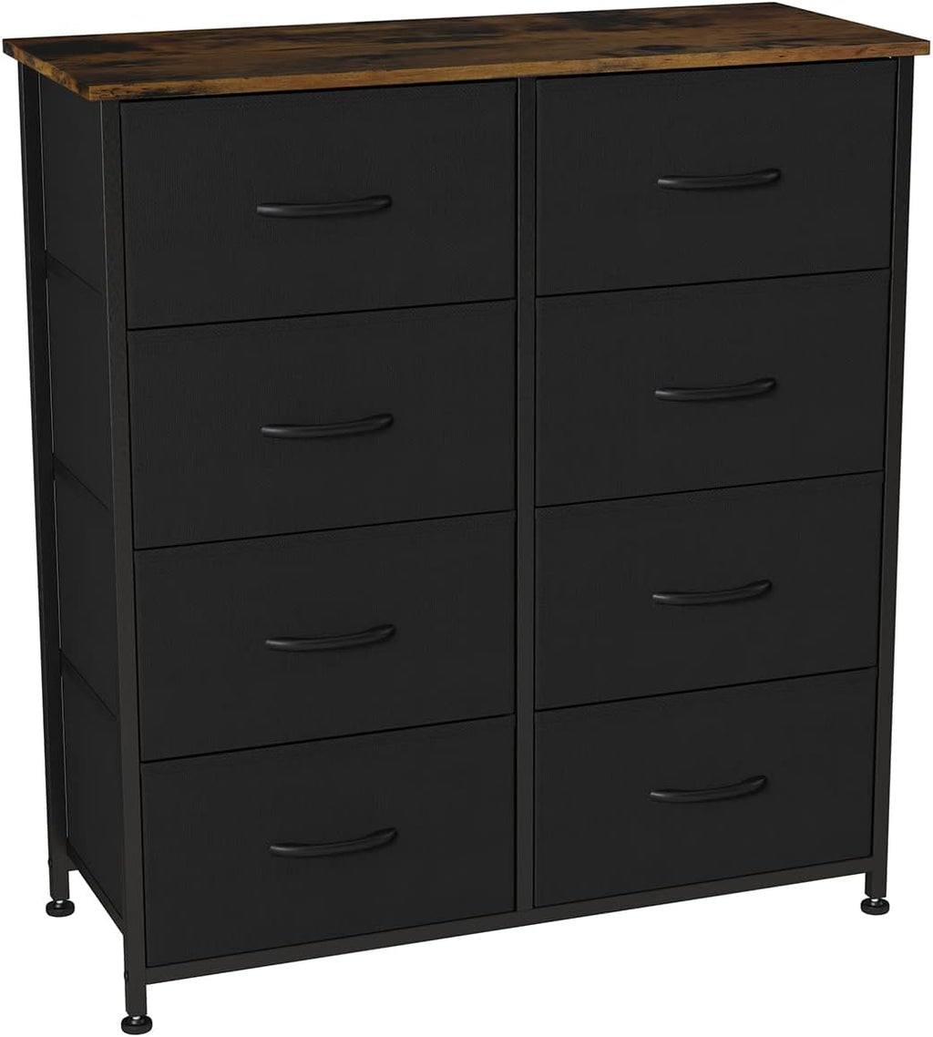 Charcoal Gray/Black 8 Drawer Fabric Dresser Y20114