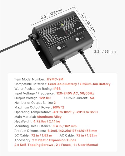 5A 12V IP68 Waterproof Onboard Marine Battery Charger U325942