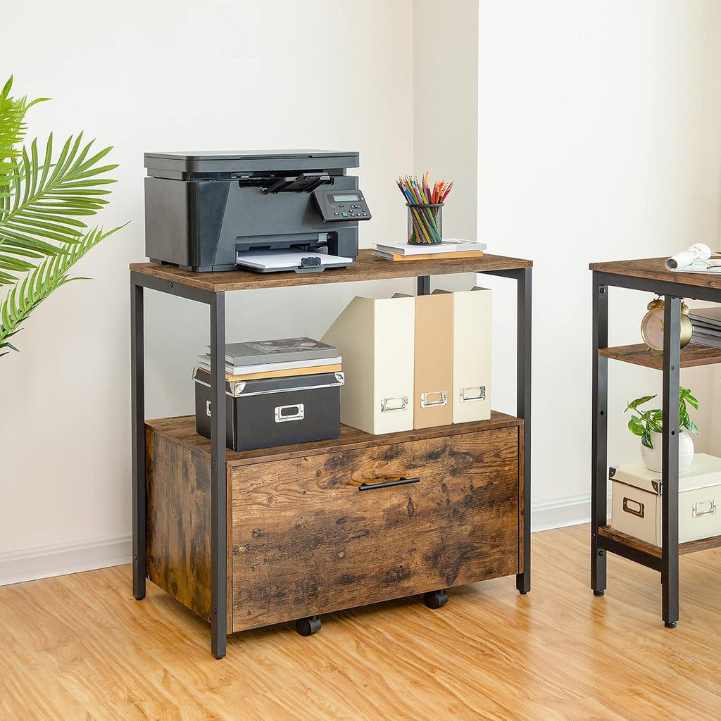 Rustic Brown Lateral File Cabinet with Storage Shelves G498510