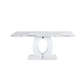 White Faux Marble Pedestal Dining Table D59463