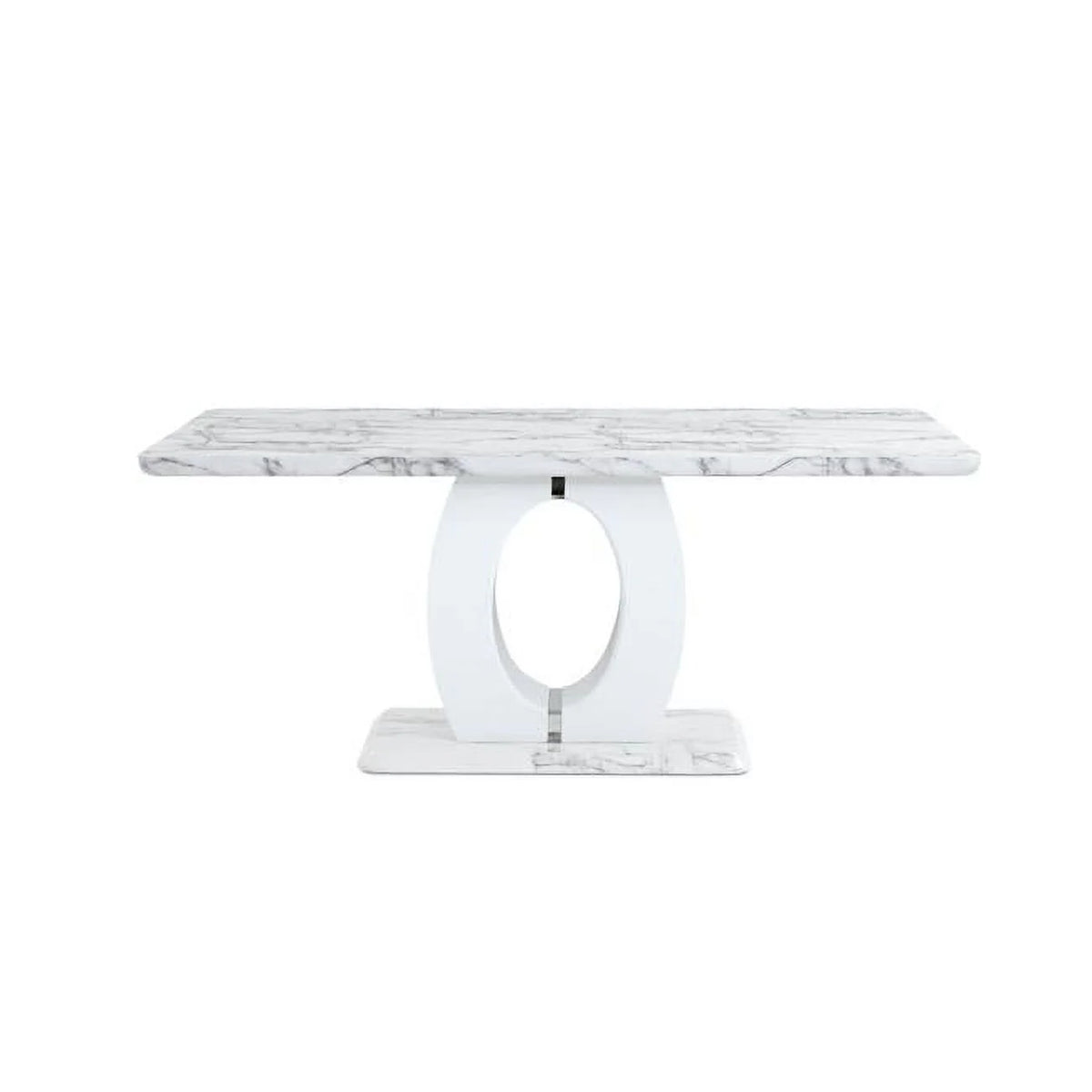 White Faux Marble Pedestal Dining Table D59463