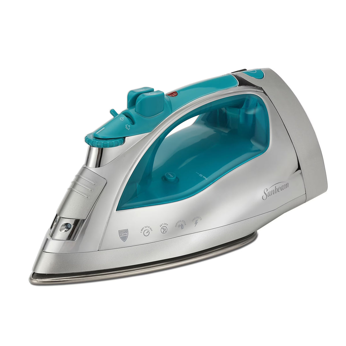 Chrome and Teal Finish Steam Iron with Retractable Cord B9310