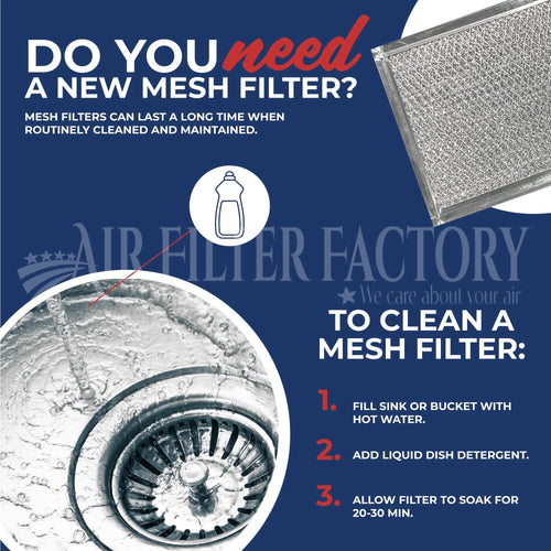 11-5/8 x 24-5/8 x 3/8 Range Hood Aluminum Grease Filter T35873