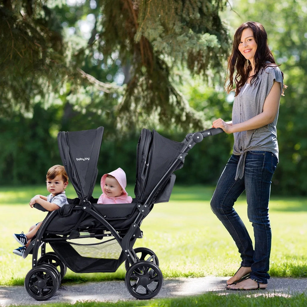 Double Stroller Foldable Lightweight Black T79631