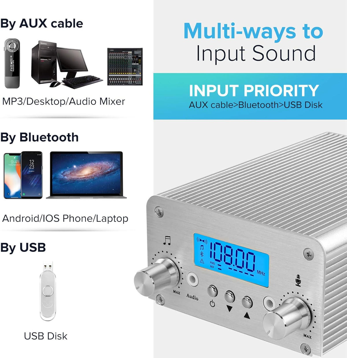 15W FM Broadcast Transmitter 87~108MHz W4158