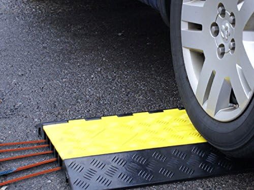 Heavy Duty Cable Protector Ramp 1 Channel 38.5" Long Black Yellow U552945