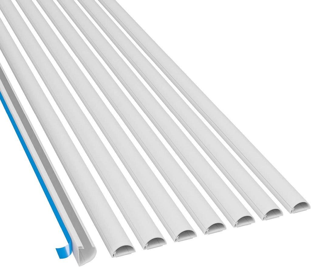White Cord Cover Kit, Half Round Cable Raceway, Self-Adhesive Cord Hider, 40' Pack of 2 Z99814