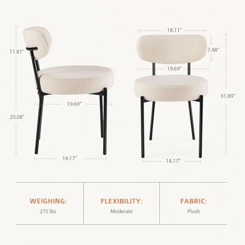 Boucle Upholstered Dining Chairs Set of 2 Grey M502003