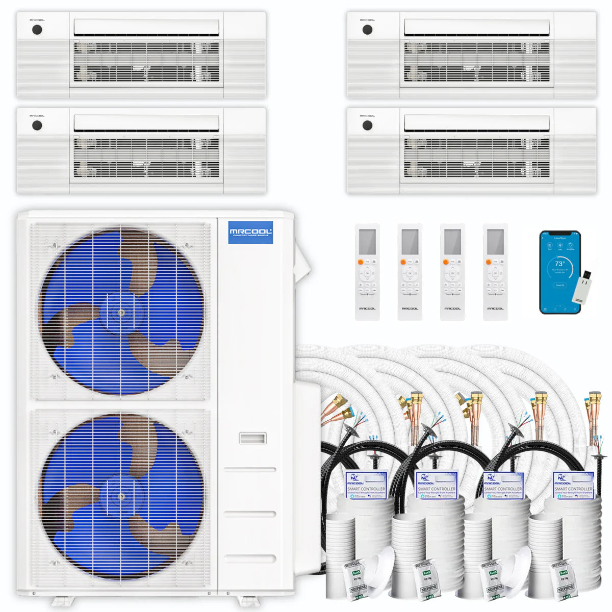 45,000 BTU 4 Zone Ceiling Cassette Ductless Air Conditioner and Heat Pump N778