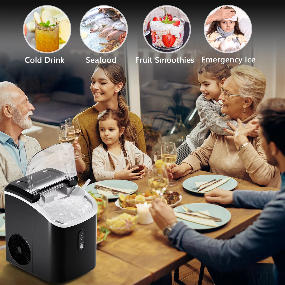 33lbs Countertop Nugget Ice Maker with Scoop S79396