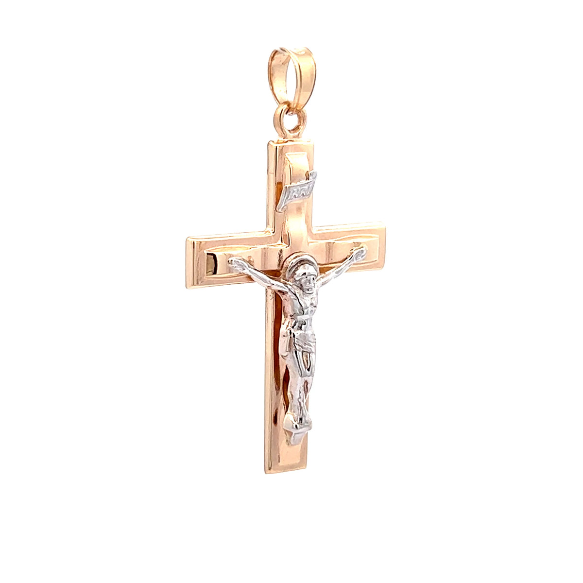 14 KT Two Tone Gold Crucifix M945
