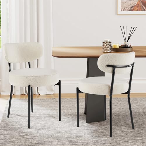 Boucle Upholstered Dining Chairs Set of 2 Grey M502003