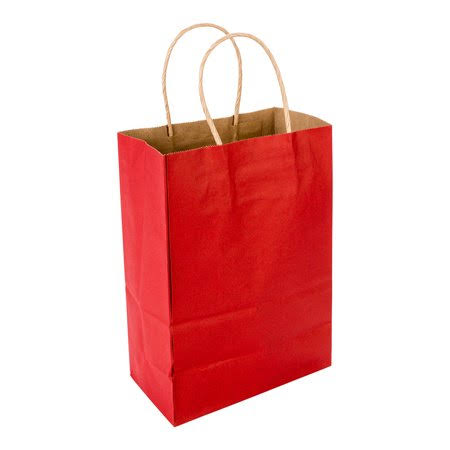 Red Paper Retail Bag with Handles, 16 inch x 9 3/4 inch x 17 1/4 inch, 100 Count Box F94403