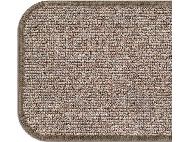 Set of 12 Adhesive Carpet Stair Treads - Pebble Beige - 8 in. x 30 in. U9377