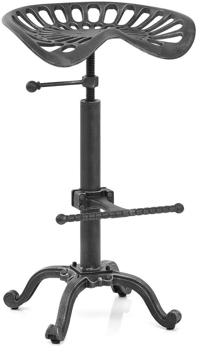 Rustic Industrial Farmhouse Tractor Seat Counter Height Adjustable Bar Stool Cast Iron Swivel Stool Z215299