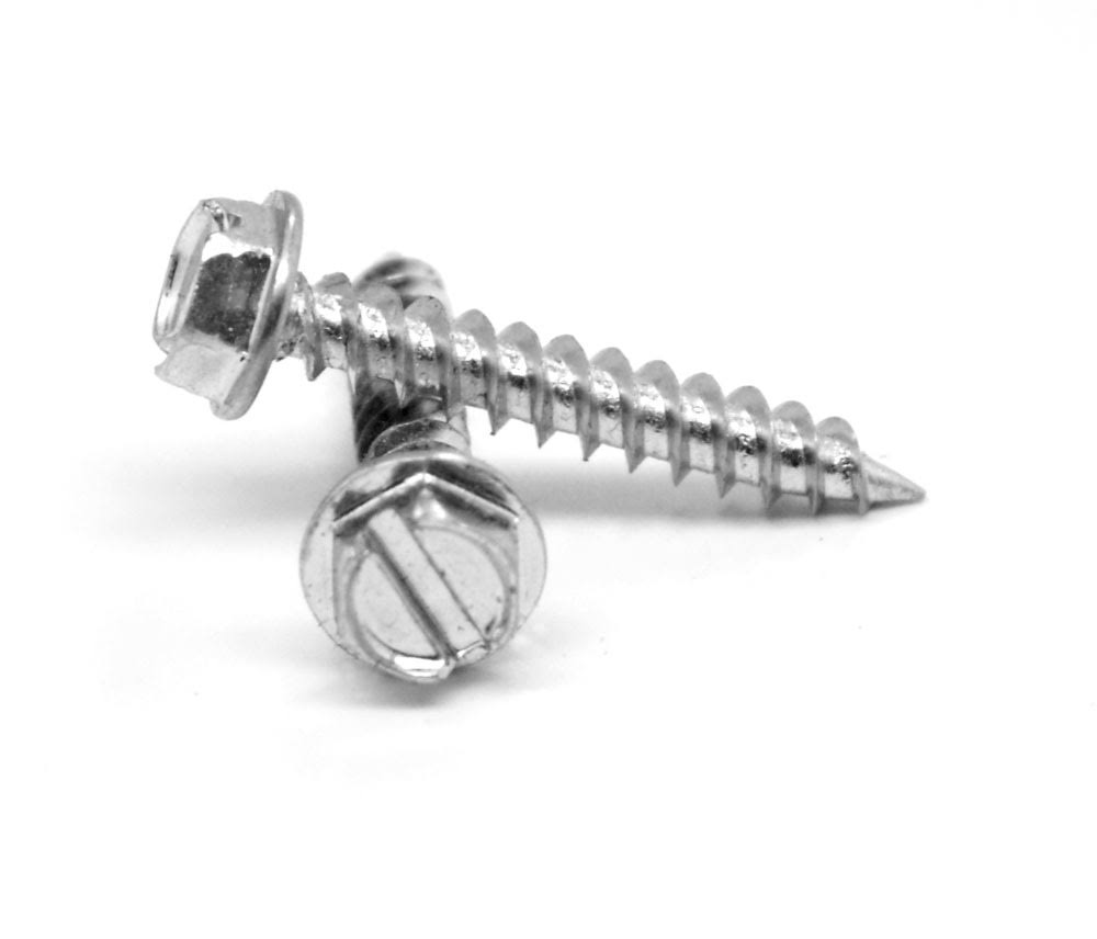 12-11 x 1 1/2 x 22 Sheet Metal Screw Slotted Hex Washer Head Type A Low Carbon Steel Zinc Plated Pk 1700 X8004